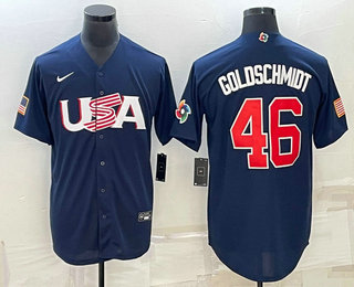 Mens USA Baseball #46 Paul Goldschmidt 2023 Navy World Baseball Classic Stitched Jersey->2023 world baseball classic->MLB Jersey